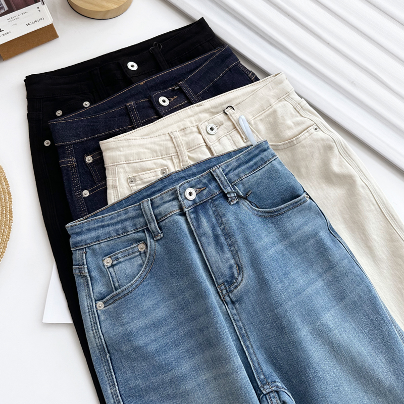 镇店神裤！四色法棍裤！春秋冬季高腰牛仔裤女加绒显瘦直筒烟管裤