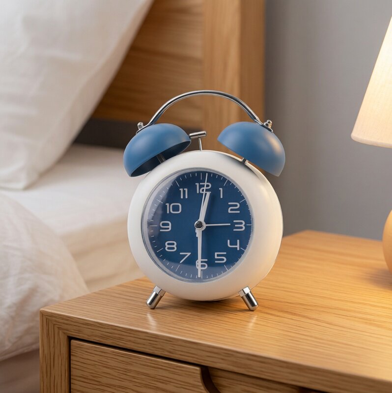 床头超大声儿童机械时钟桌面高颜值静音起床学生专用初中闹钟塑料