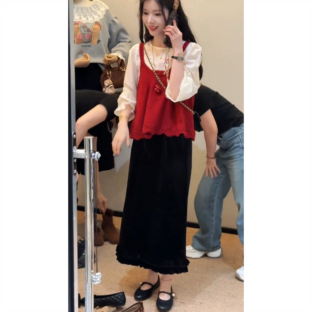 女装韩系穿搭时尚叠穿马甲衬衫高