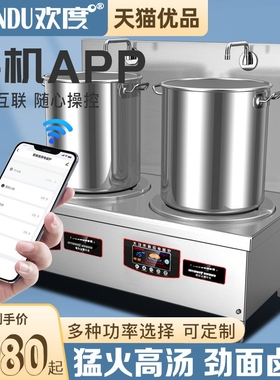 欢度商用电磁炉15KW双头大功率平食堂厨房设备矮脚煲汤炉面低汤灶