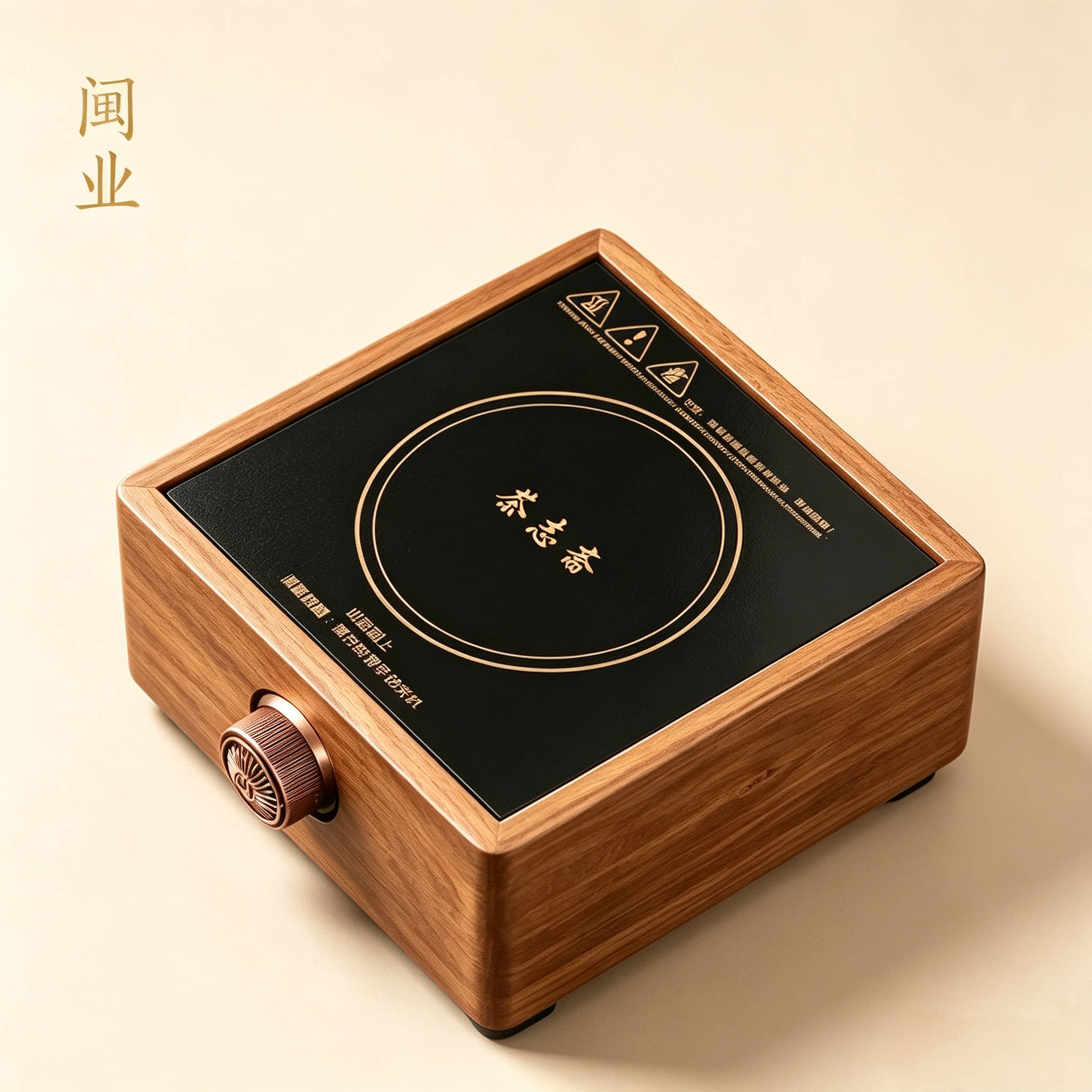闽业黑晶板实木烧水电陶炉图片