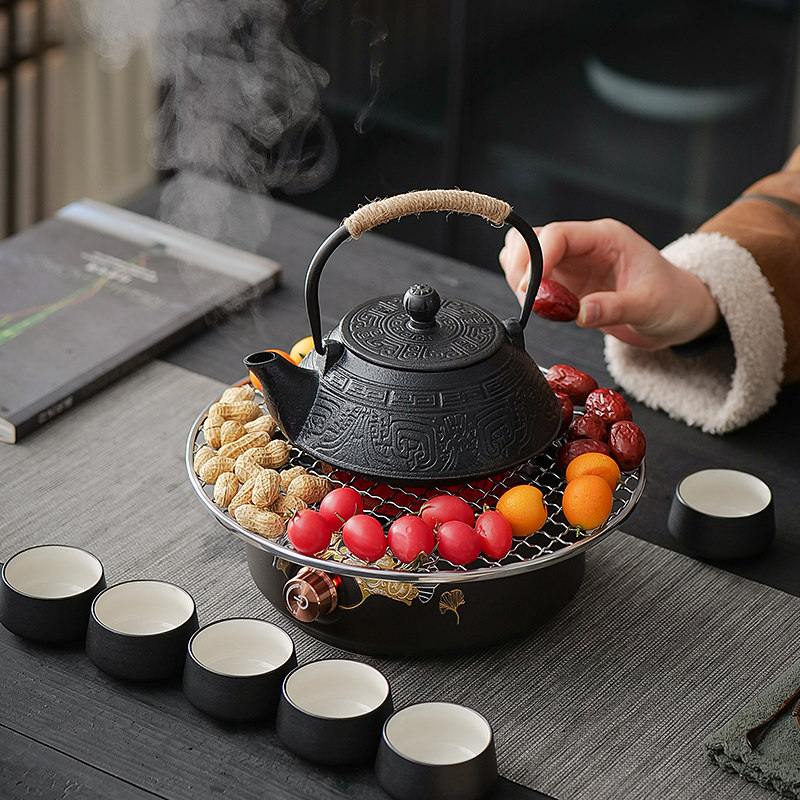 电陶炉铁壶煮茶壶烧水壶泡茶专用电陶炉老式铸铁茶壶围炉煮茶