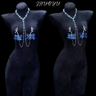 灼欲*原创设计《寂静庄园》性感项链连体胸链外出穿戴女式身体链