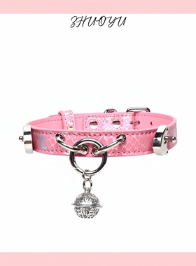灼欲*小众宫铃吊坠puppy项圈铃铛k8k9牵引颈带情侣choker脖圈礼物