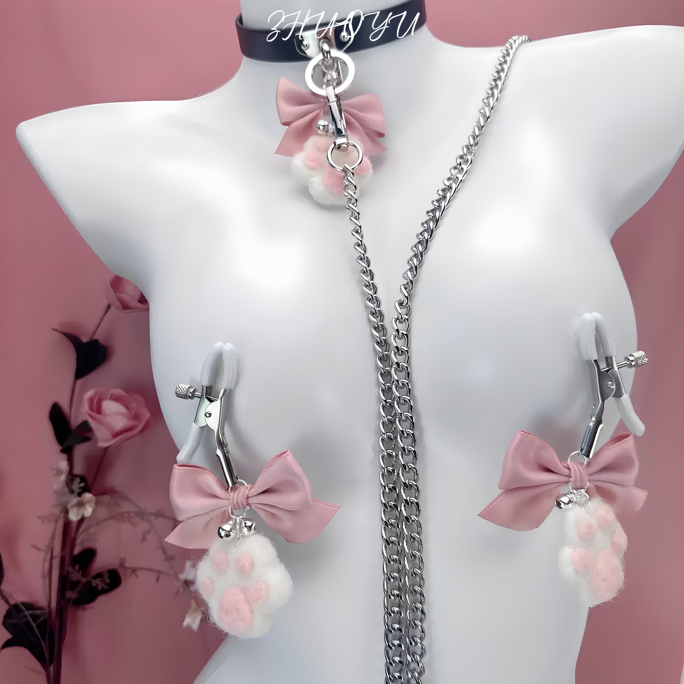 灼欲*可爱少女心蝴蝶结猫爪小铃铛R夹项圈牵引cosplay实践道具,饰品/流行首饰/时尚饰品新,其他DIY饰品配件,淘宝优惠券,粉丝福利购,淘宝优惠卷