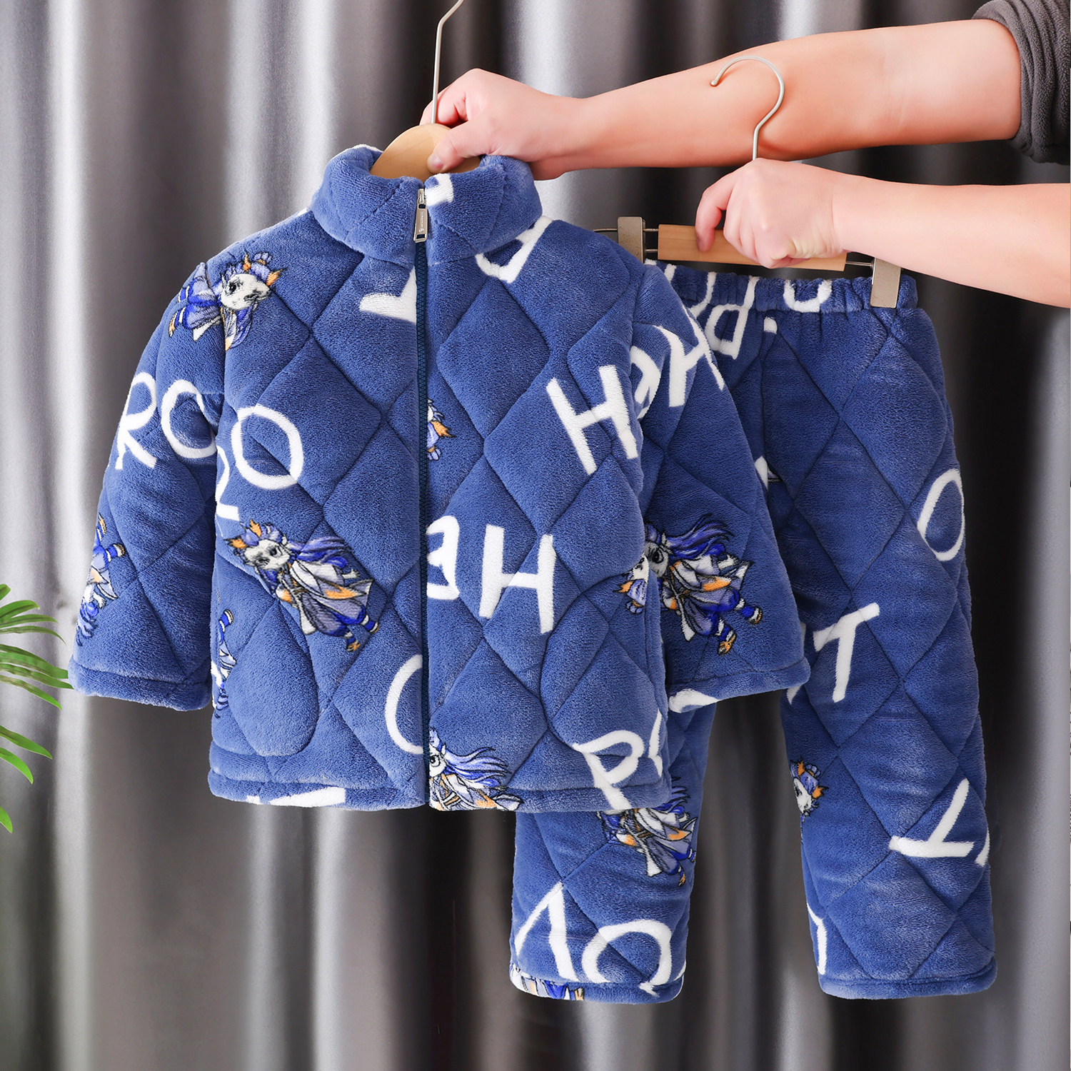 冬季儿童加厚款珊瑚绒敖丙睡衣男童三层夹棉家居服男孩拉链法兰绒,童装/婴儿装/亲子装,家居服套装,淘宝优惠券,粉丝福利购,淘宝优惠卷