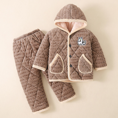 冬季儿童三层加厚款夹棉睡衣