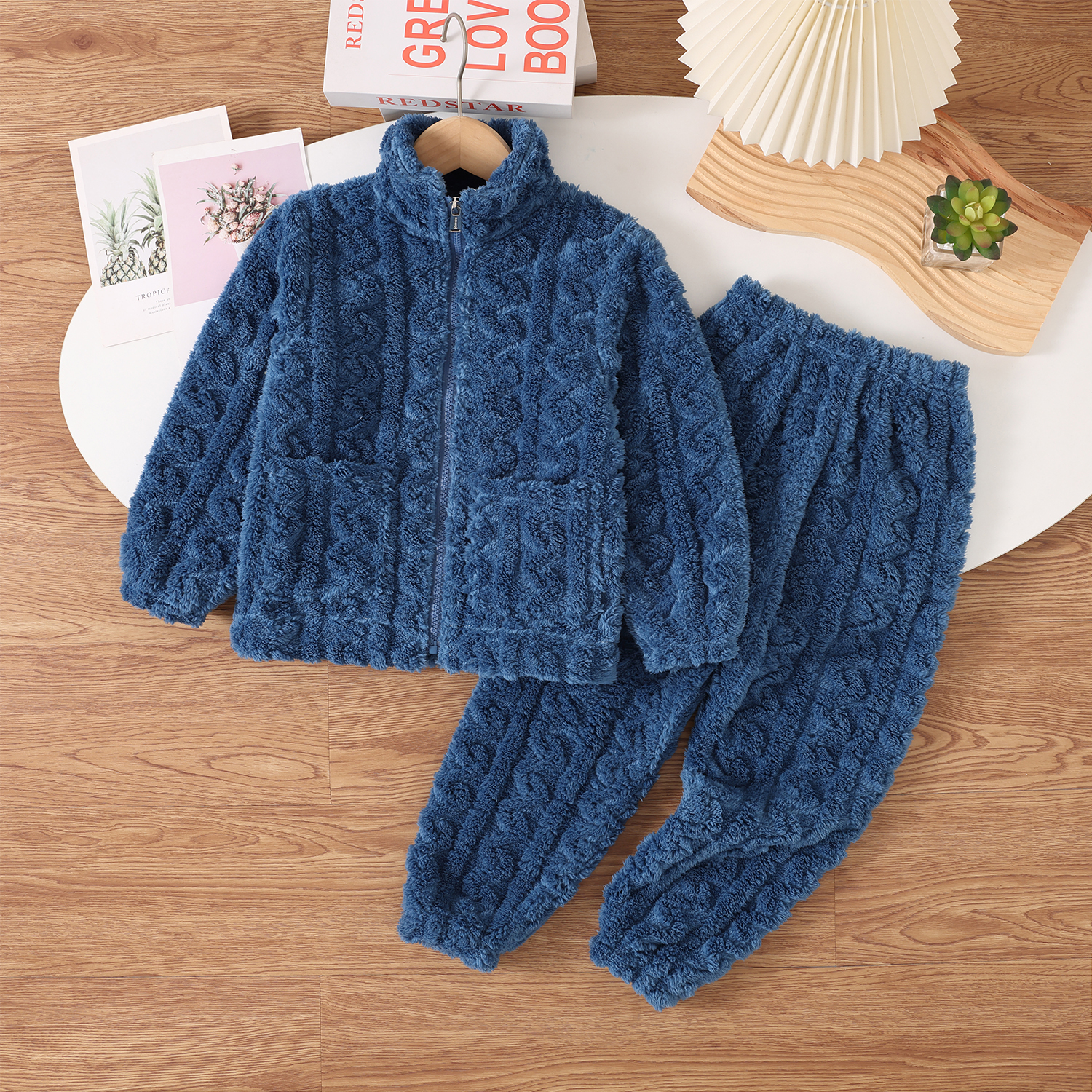 秋冬季男童加厚哪吒家居服套装