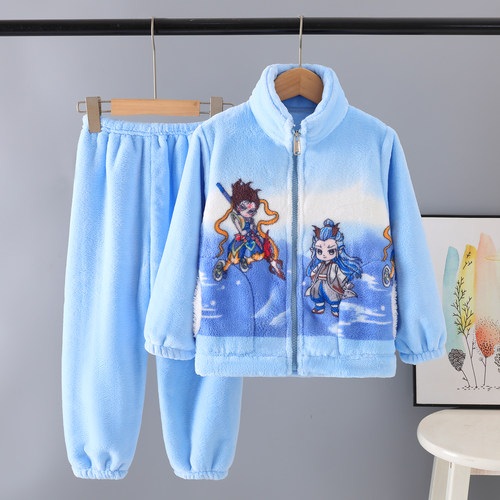 秋冬季儿童天鹅绒睡衣