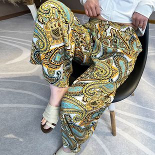 夏季棉绸裤女士薄款阔腿裤网红居家可外穿绵绸裤子加大码女家居服