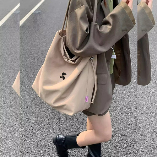 RR VEPHF【正品】慵懒风帆布包女新款大容量水桶包休闲单肩托特包