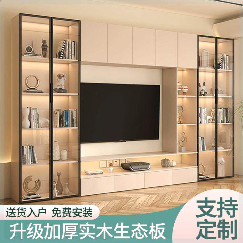 电视墙柜组合一整套背景墙柜整体客厅现代简约满墙储物收纳柜定制
