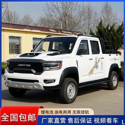飞龙双排皮卡王电动四轮车油电两用成人老年代步车新能源锂电老头