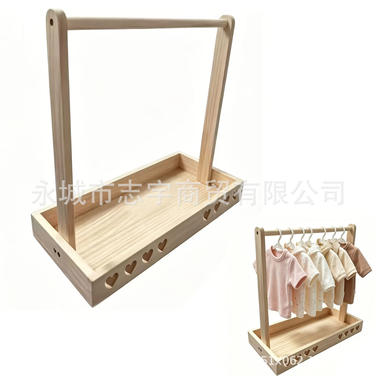 跨境木制收纳挂架家用宠物衣物架娃娃衣服收纳展示架宠物玩具置架图片