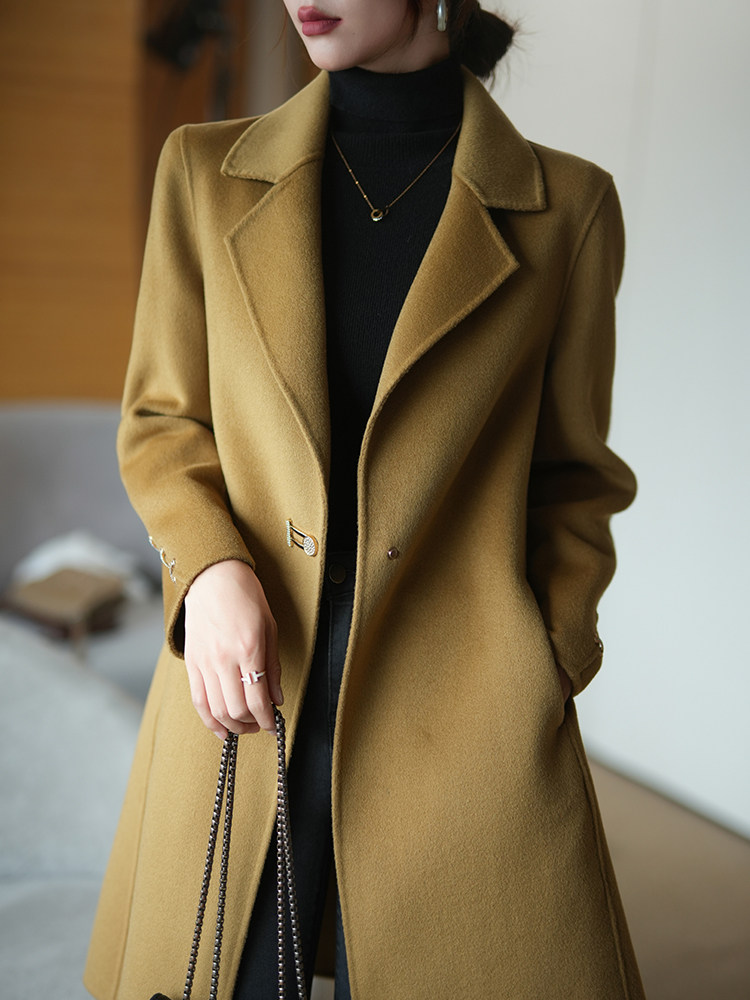 icicle之禾专柜正品女装代购2023秋冬款高级双面羊毛修身大衣外套