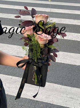 高级感烟盒仿真蝴蝶兰玫瑰花束DIY全套包装材料送男友礼物送父亲