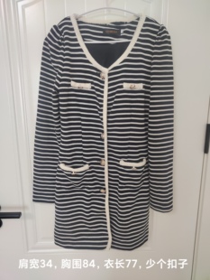 瑕疵特价 毛衣外套裙子 日系复古条纹针织连衣裙女春秋小香风中长款