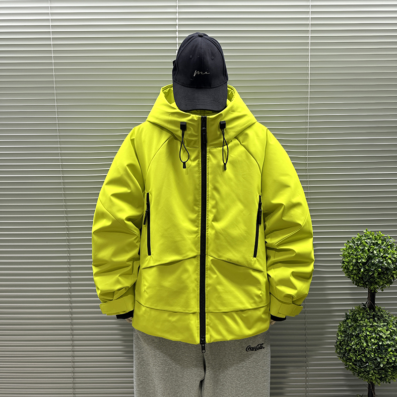 白鸭绒冲锋衣羽绒服情侣连帽外套