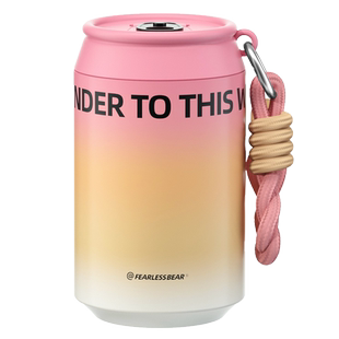 不畏熊可乐保温杯办公室陶瓷随行杯女生咖啡杯渐变色儿童吸管杯子