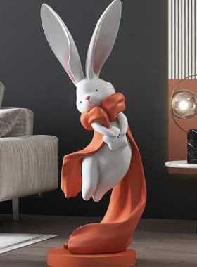 轻奢兔子客厅迎宾大型落地摆件家居装饰品电视柜旁边乔迁新居礼品