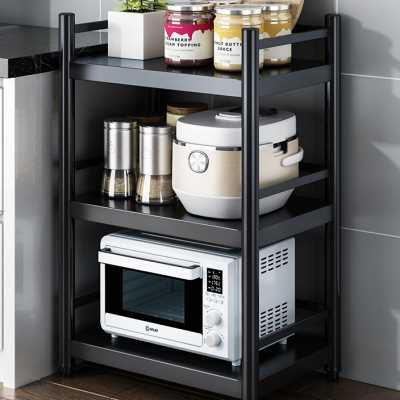 厨房置物架落地式多层多功能家用专用微波炉架子收纳储物架带围栏