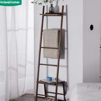 日式实木落地置物架浴室卫生间浴巾毛巾架客厅卧室床边收纳靠墙架