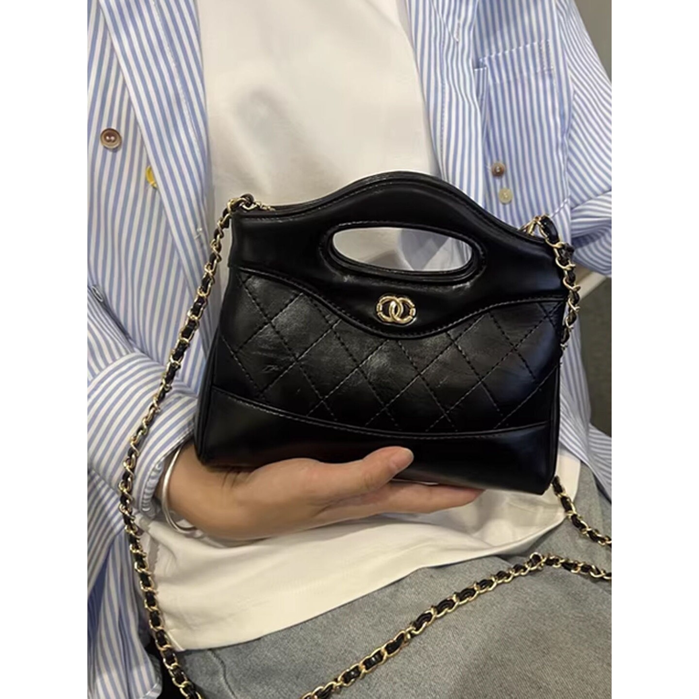 适配香萘儿香港正品女包大牌小香风链条包包女真皮单肩斜挎手提包
