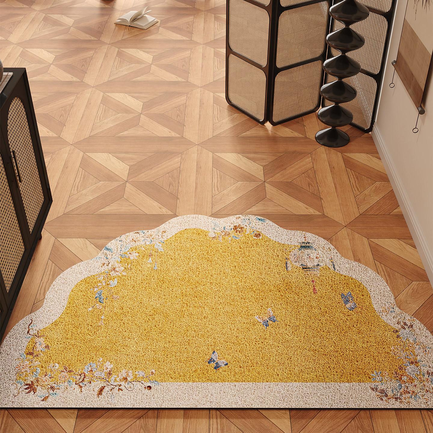 黄色半圆入户门丝圈地垫家用大门口防滑可裁剪门垫新款门外脚垫子,居家布艺,入户地垫,淘宝优惠券,粉丝福利购,淘宝优惠卷