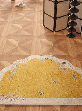 黄色半圆入户门丝圈地垫家用大门口防滑可裁剪门垫新款门外脚垫子