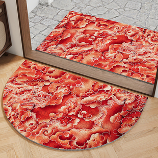 新中式开运祥云丝圈地垫入户门耐脏蹭脚垫进门门垫门内外半圆地毯