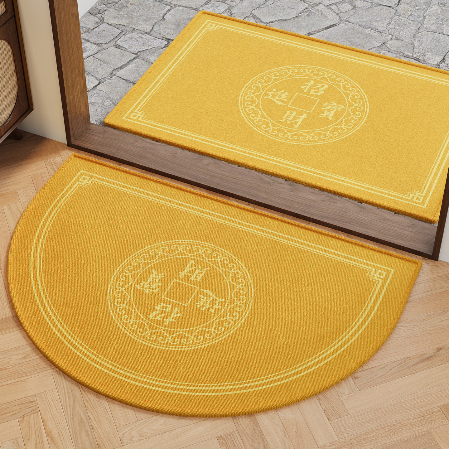 入户门风水地垫黄色旺土招财玄关大门口进门脚垫半圆除尘防滑门垫,居家布艺,入户地垫,淘宝优惠券,粉丝福利购,淘宝优惠卷