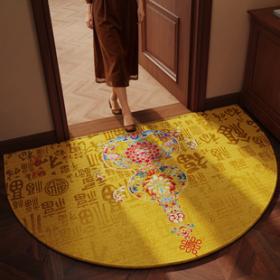 金黄色中式半圆入户门地垫防滑进门脚垫耐磨门口门垫门外室内地毯