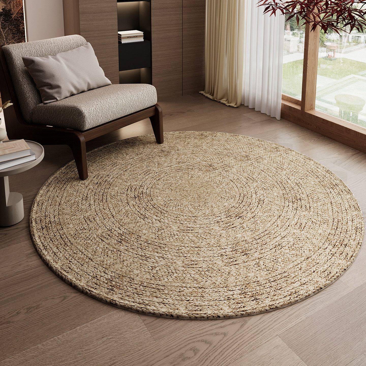 剑麻纹客厅地毯圆型2025新款轻奢高级感防猫爪圆形剑麻地毯可水洗,居家布艺,转椅地垫,淘宝优惠券,粉丝福利购,淘宝优惠卷