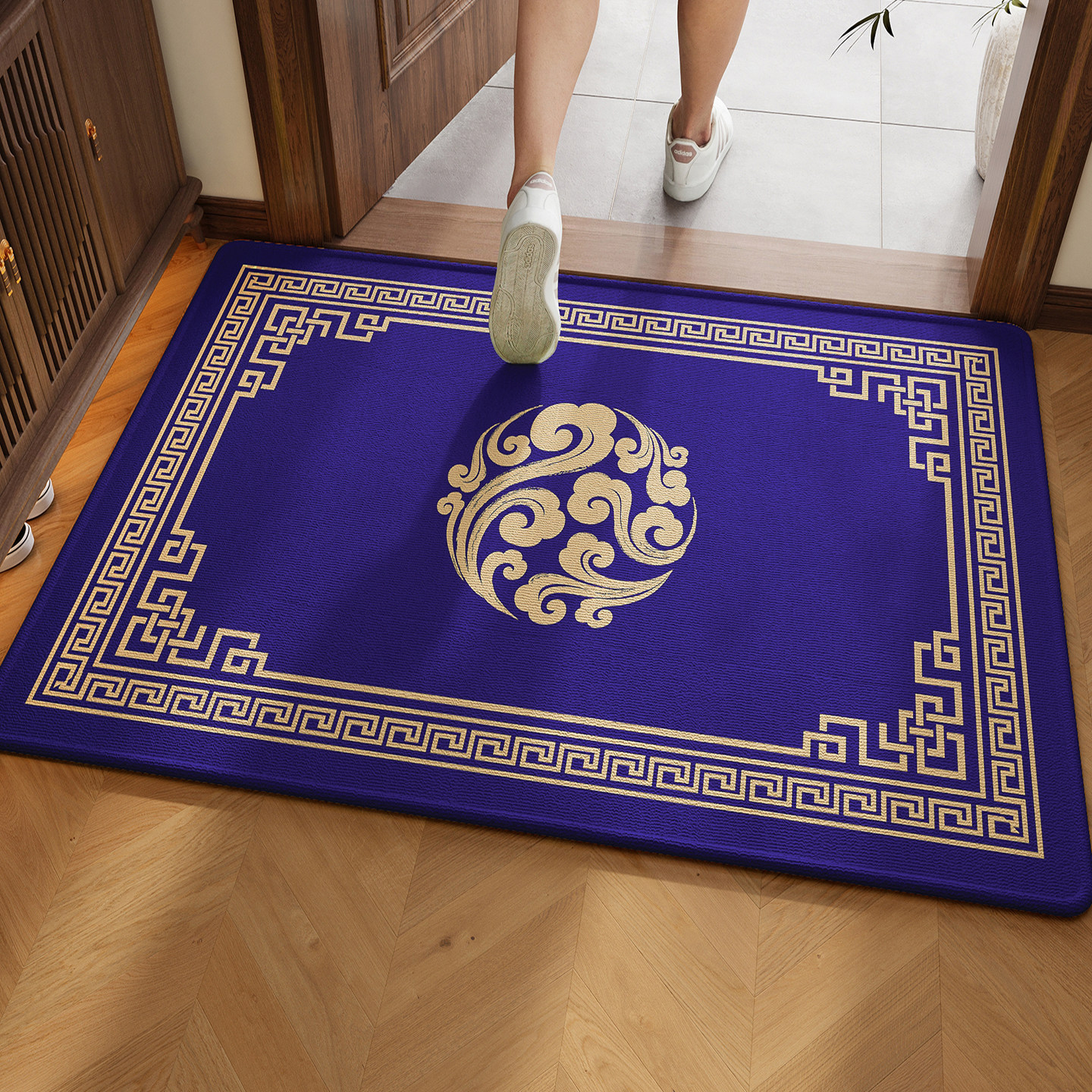 入户门地垫比利时绒中式家用蓝色地毯进门玄关防滑脚垫子可裁剪,居家布艺,入户地垫,淘宝优惠券,粉丝福利购,淘宝优惠卷