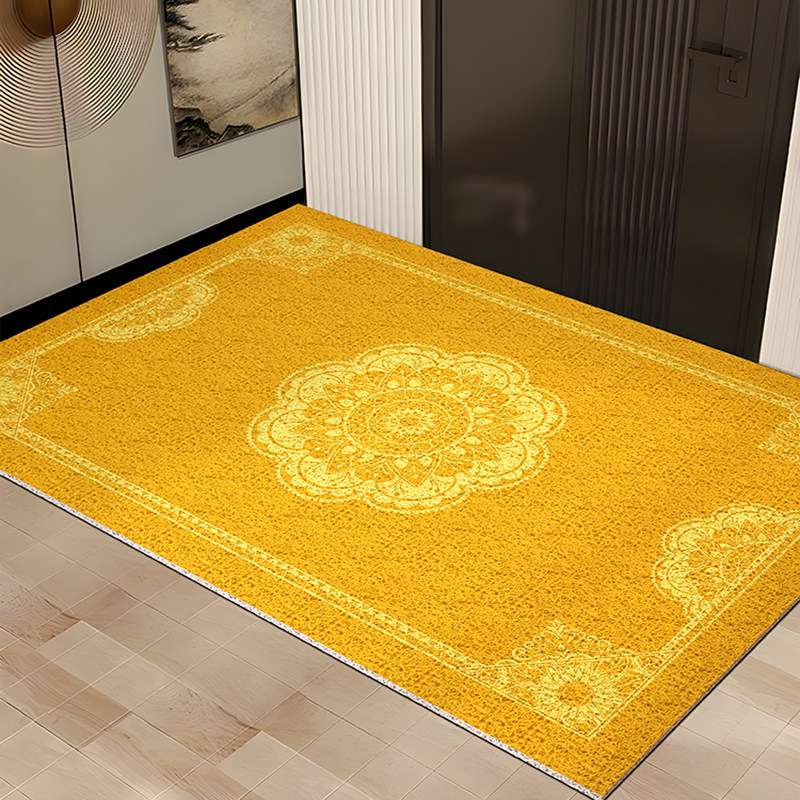 新中式入户门地垫黄色丝圈门垫进门门口除尘脚垫耐脏可裁剪地毯,居家布艺,入户地垫,淘宝优惠券,粉丝福利购,淘宝优惠卷