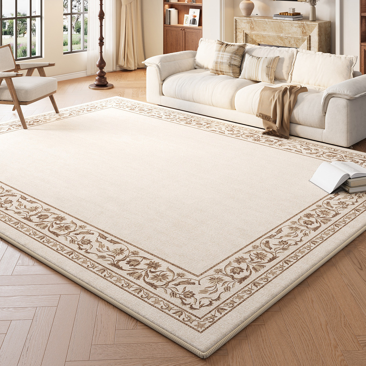 柔软仿羊绒奶油风地毯客厅高级现代简约卧室沙发法式茶几毯子定制