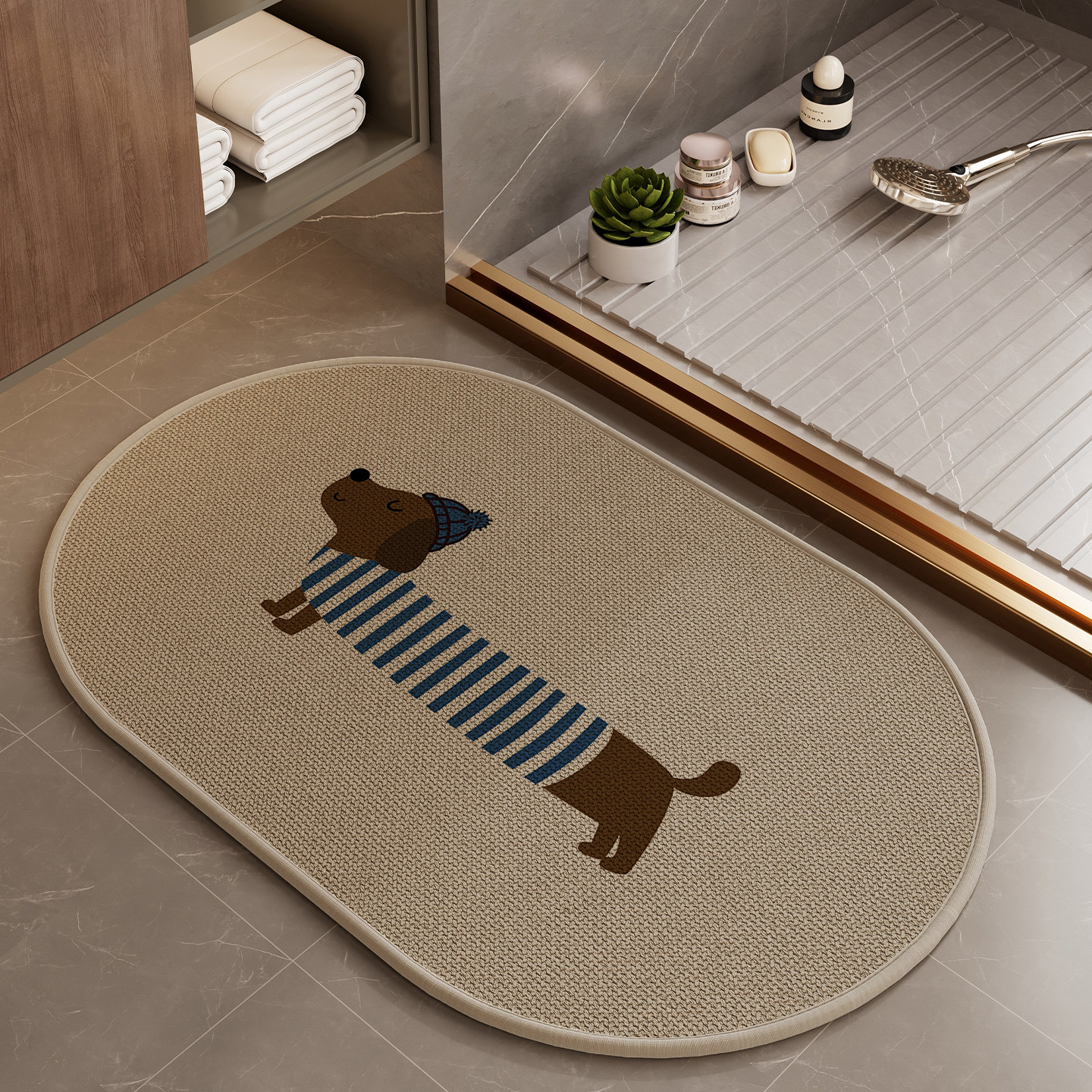腊肠狗浴室门口编织吸水地垫卫生间家用防滑脚垫洗手台下厕所垫子,居家布艺,家用脚垫,淘宝优惠券,粉丝福利购,淘宝优惠卷
