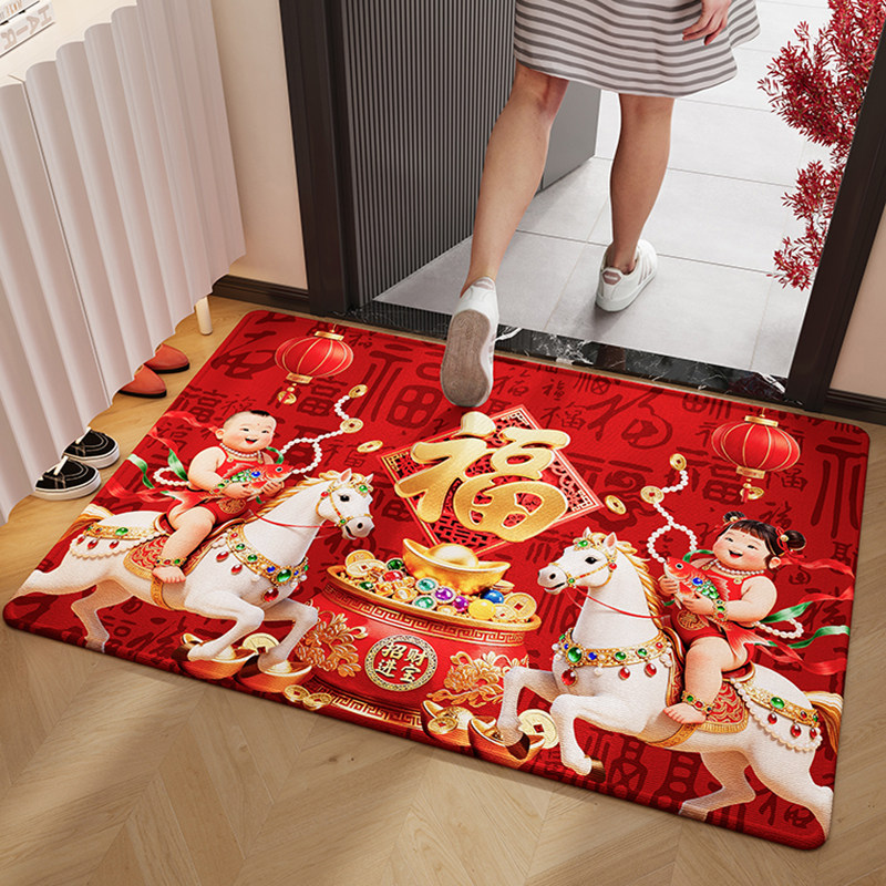 踏者生财红色地垫入户门垫进门门口地毯门垫家用马年新年蹭脚垫子,居家布艺,入户地垫,淘宝优惠券,粉丝福利购,淘宝优惠卷