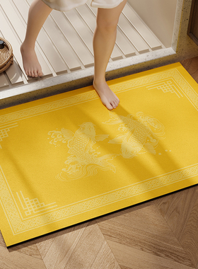 金黄色浴室地垫硅藻泥吸水防滑门垫福字卫生间门口地毯洗手台脚垫