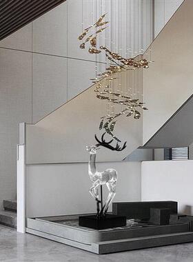 晶悦现代轻奢样板房酒店大堂透明树脂鹿落地摆件装饰雕塑工厂定制