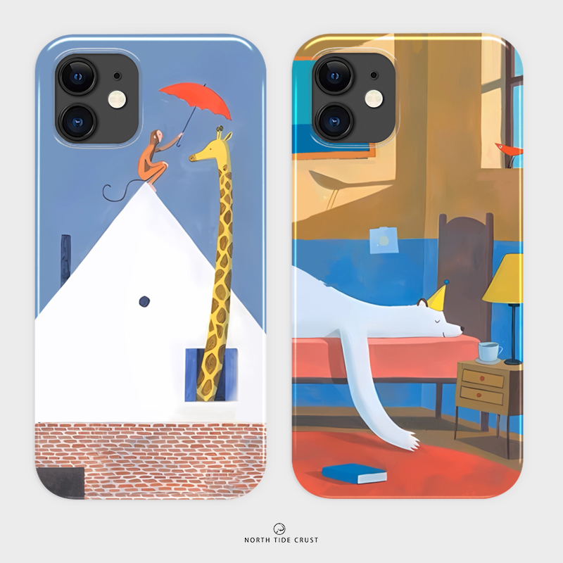 猴子长颈鹿~iPhone15promax苹果14小米13新款12华为mate60瞌睡熊nova11适用oppor15女生vivox90菲林手机壳p60