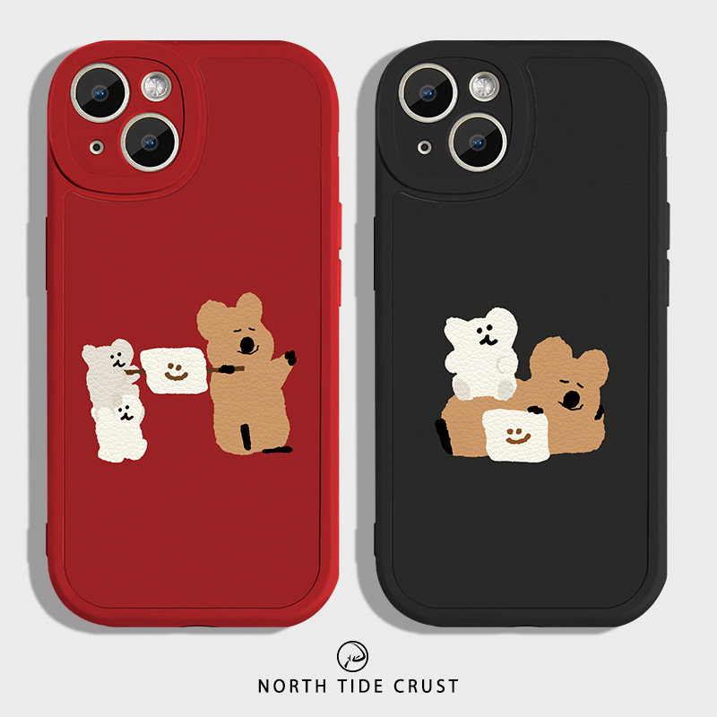 睡懒觉~搞笑可爱小熊iPhone15promax苹果13华为mate60小米14新款12适用oppo荣耀90vivoX100一加11情侣手机壳