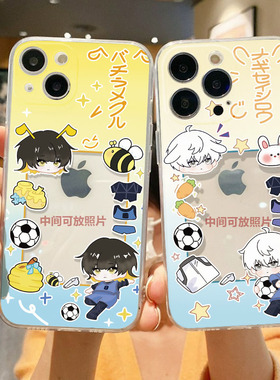 蓝色监狱手机壳适用苹果iphone16promax洁世一15蜂乐回14卡通13mini可放照片12动漫17air周边xr透明8plus软壳