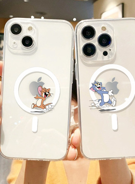 猫和老鼠手机壳适用苹果15promax新款iphone16plus情侣13magsafe磁吸12mini可爱14pro透明17air高级感保护套