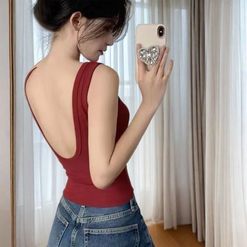 大U美背露背自带胸垫吊带背心