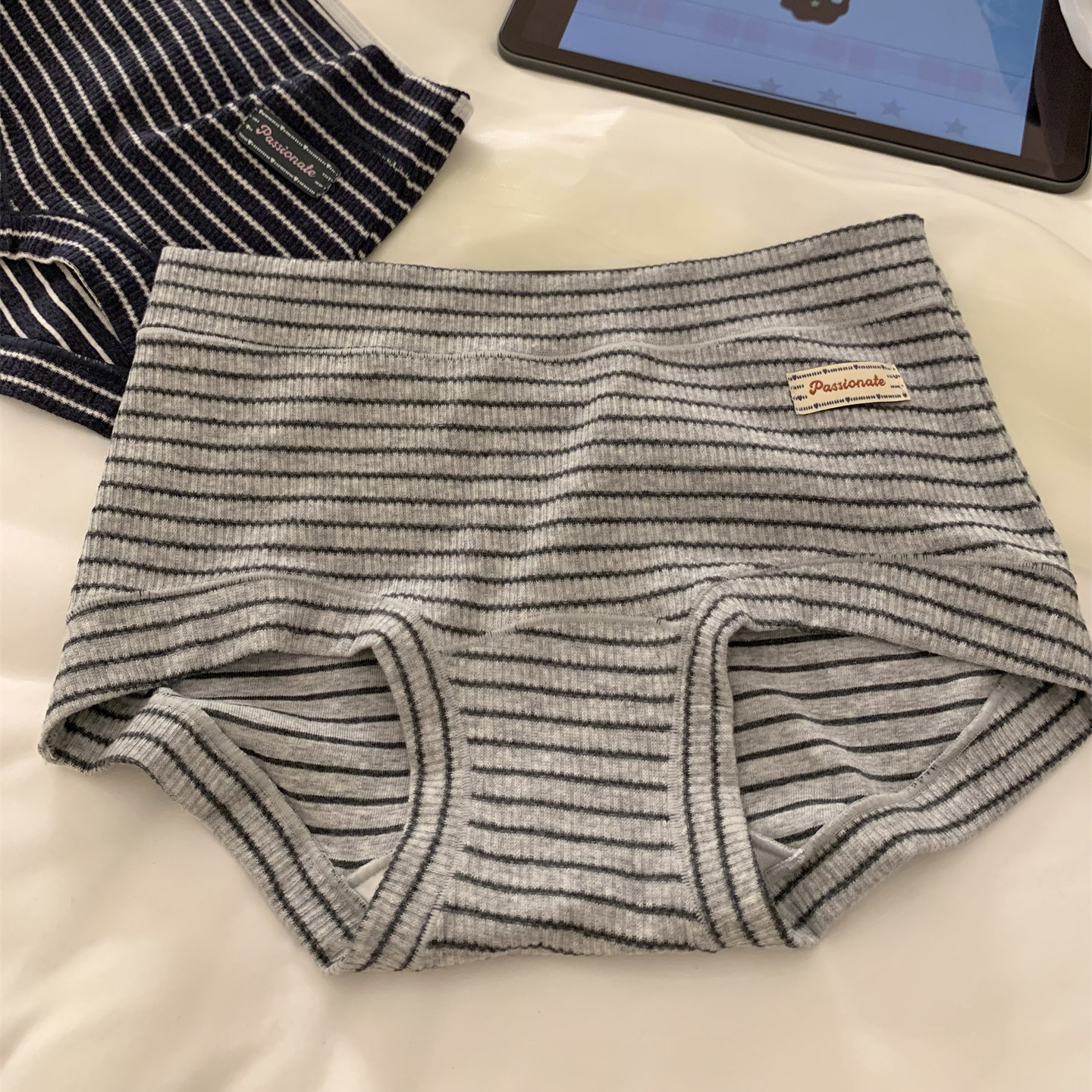 美式条纹平角女士内裤女生女款纯棉抑菌裆四角裤2025新款短裤