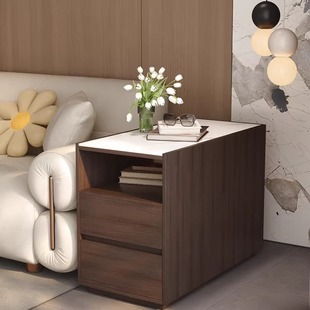 2025新款实木沙发边几轻奢极简整装岩板客厅边柜沙发旁长形收纳柜