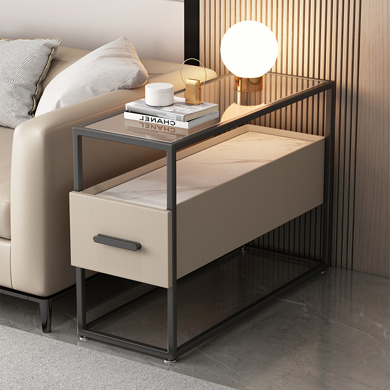 厂家直销免安装玻璃移动沙发边几