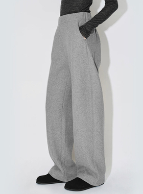 LIAC ROC松紧腰羊毛阔型休闲裤2025秋冬新款百搭香蕉裤长裤女