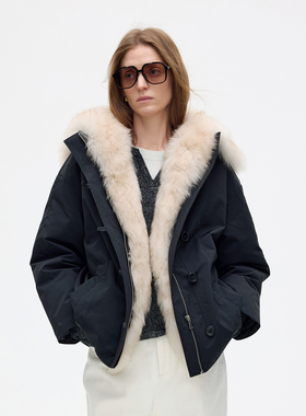 LIAC ROC2025冬季加厚保暖毛领座山雕90鹅绒羽绒服防风派克服NV